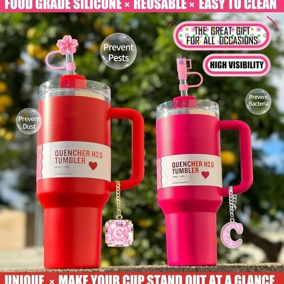 Pink Initial Set Of Straw Cover Accessories| Stanley Charms - Picture 4 of 5